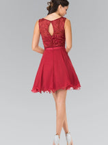 Short Lace Bodice Chiffon Dress by Elizabeth K GS2314