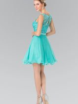 Short Lace Bodice Chiffon Dress by Elizabeth K GS2314