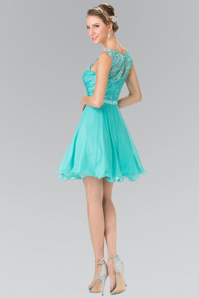 Short Lace Bodice Chiffon Dress by Elizabeth K GS2314 - Short Cocktail Dresses