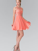 Short Lace Bodice Chiffon Dress by Elizabeth K GS2314