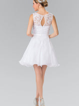 Short Lace Bodice Chiffon Dress by Elizabeth K GS2314