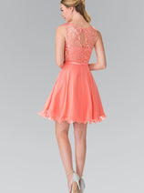 Short Lace Bodice Chiffon Dress by Elizabeth K GS2314