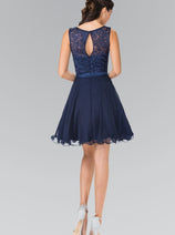 Short Lace Bodice Chiffon Dress by Elizabeth K GS2314