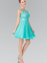 Short Lace Bodice Chiffon Dress by Elizabeth K GS2314