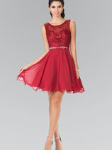 Short Lace Bodice Chiffon Dress by Elizabeth K GS2314