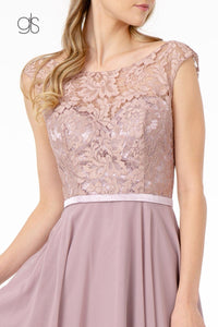 Short Lace Bodice Dress with Corset Back by Elizabeth K GS2807 - Short Cocktail Dresses