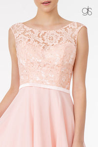 Short Lace Bodice Dress with Corset Back by Elizabeth K GS2807 - Short Cocktail Dresses