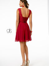 Short Lace Bodice Dress with Corset Back by Elizabeth K GS2807