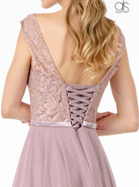 Short Lace Bodice Dress with Corset Back by Elizabeth K GS2807