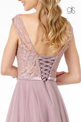 Short Lace Bodice Dress with Corset Back by Elizabeth K GS2807 - Short Cocktail Dresses