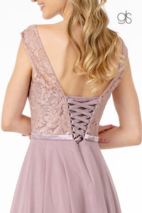Short Lace Bodice Dress with Corset Back by Elizabeth K GS2807 - Short Cocktail Dresses