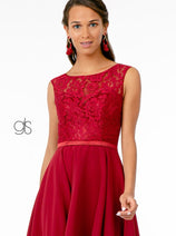 Short Lace Bodice Dress with Corset Back by Elizabeth K GS2807