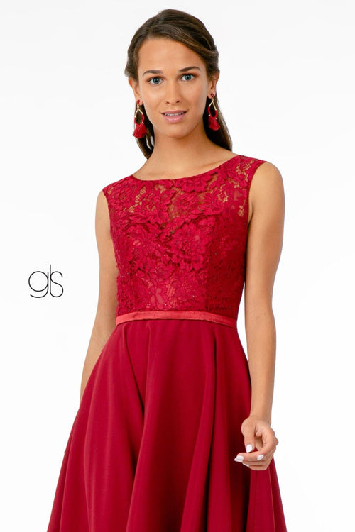 Short Lace Bodice Dress with Corset Back by Elizabeth K GS2807 - Short Cocktail Dresses