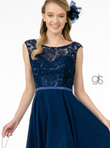 Short Lace Bodice Dress with Corset Back by Elizabeth K GS2807