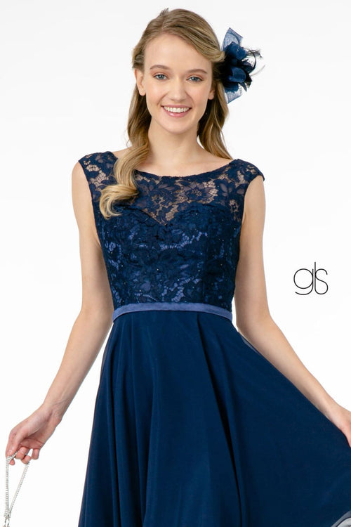 Short Lace Bodice Dress with Corset Back by Elizabeth K GS2807 - Short Cocktail Dresses