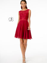 Short Lace Bodice Dress with Corset Back by Elizabeth K GS2807