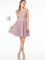 Short Lace Bodice Dress with Corset Back by Elizabeth K GS2807