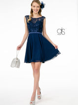 Short Lace Bodice Dress with Corset Back by Elizabeth K GS2807