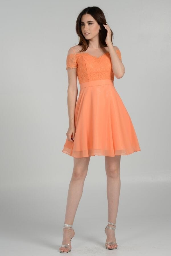 Poly USA Salmon Short Cocktail Dresses