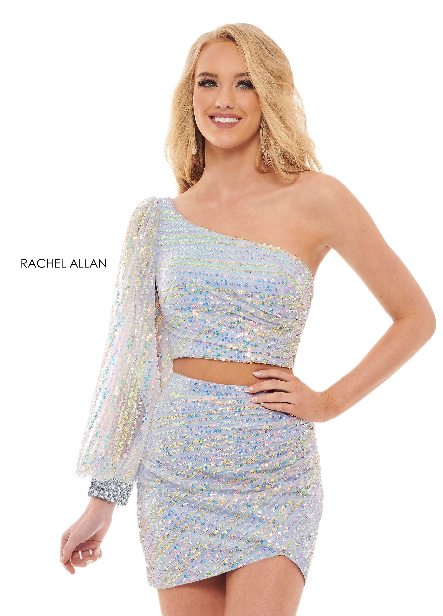 Rachel Allan 40174 Short Long Sleeve 2-Piece Dress