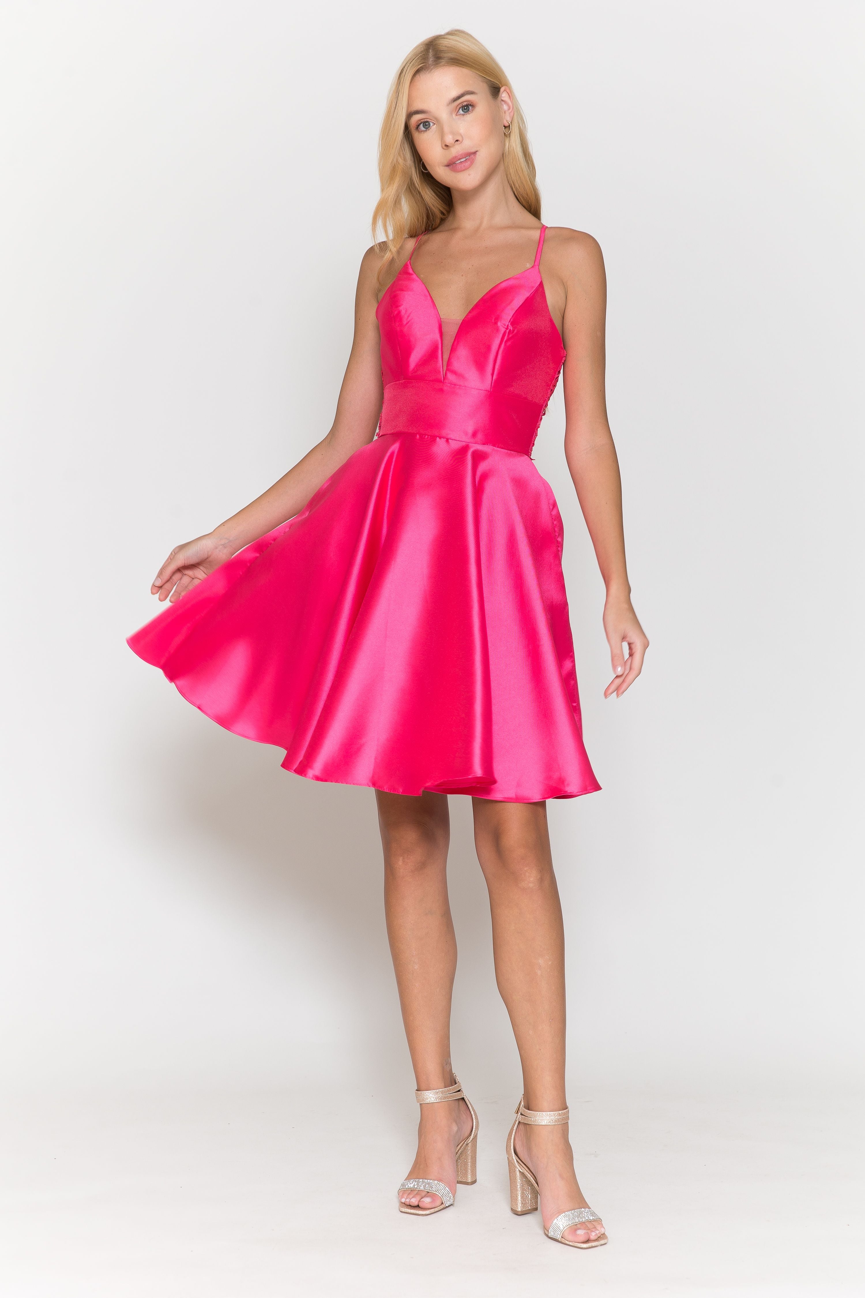 Poly USA 8698 Short Mikado Pocket Dress