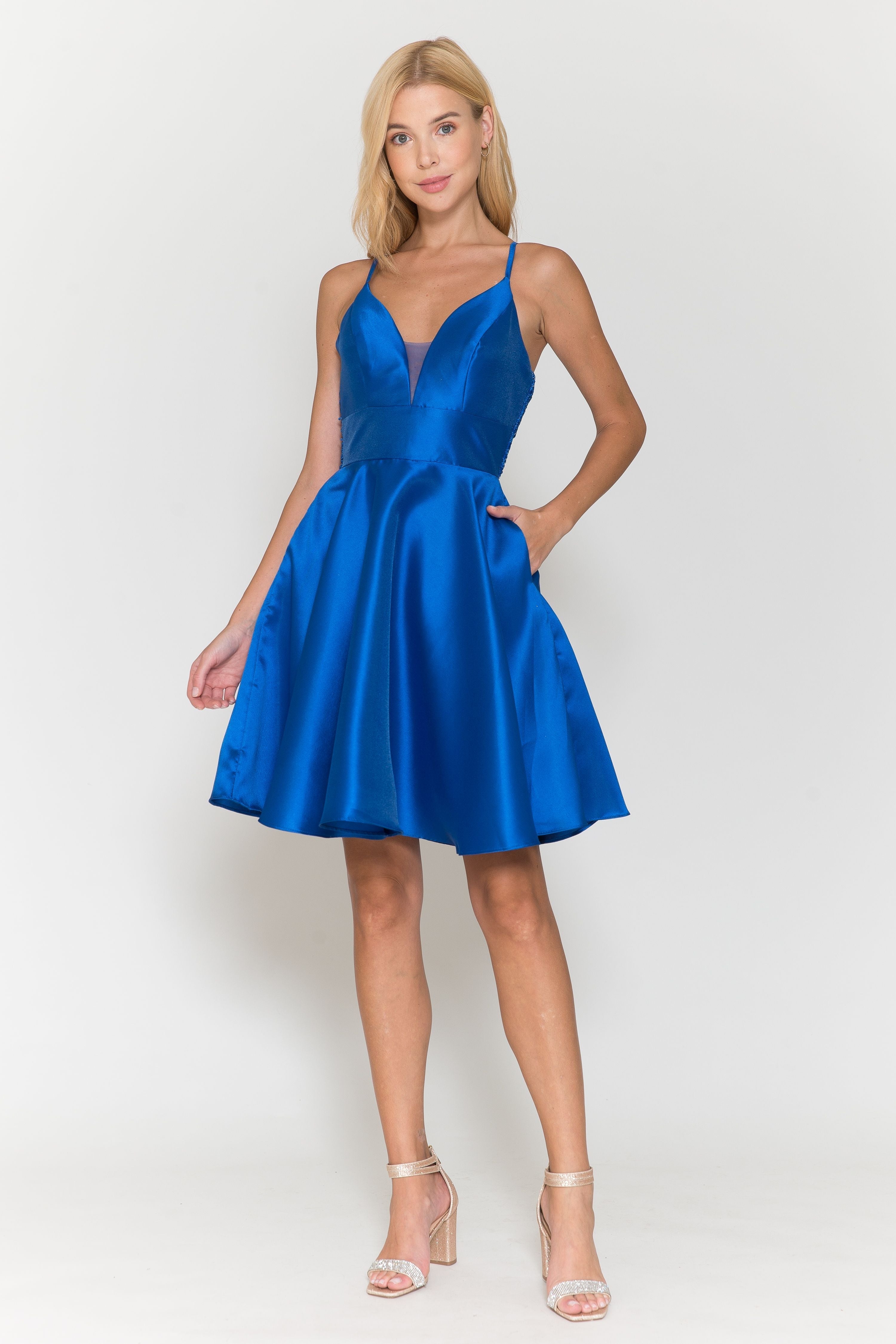 Poly USA 8698 Short Mikado Pocket Dress