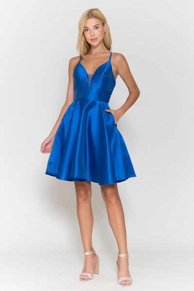Poly USA 8698 Short Mikado Pocket Dress