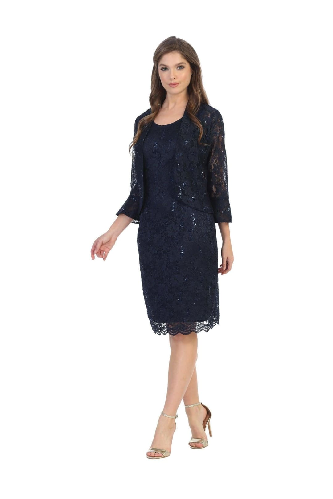 Short Mother of the Bride 2 Piece Lace Jacket Dress - The Dress Outlet