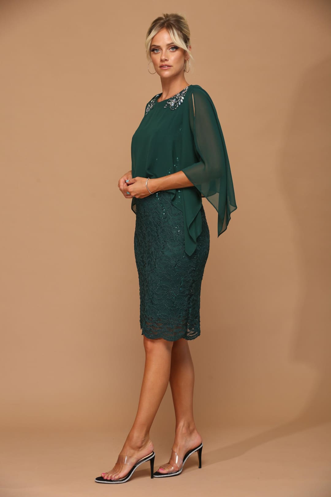 Short Mother of the Bride Cape Dress - Mother of the Bride Dress