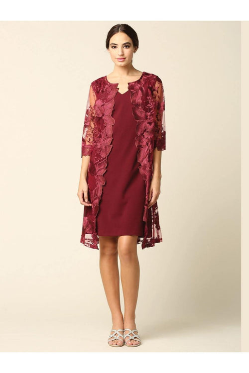 Short Mother of the Bride Chiffon Dress - The Dress Outlet Eva Fashion