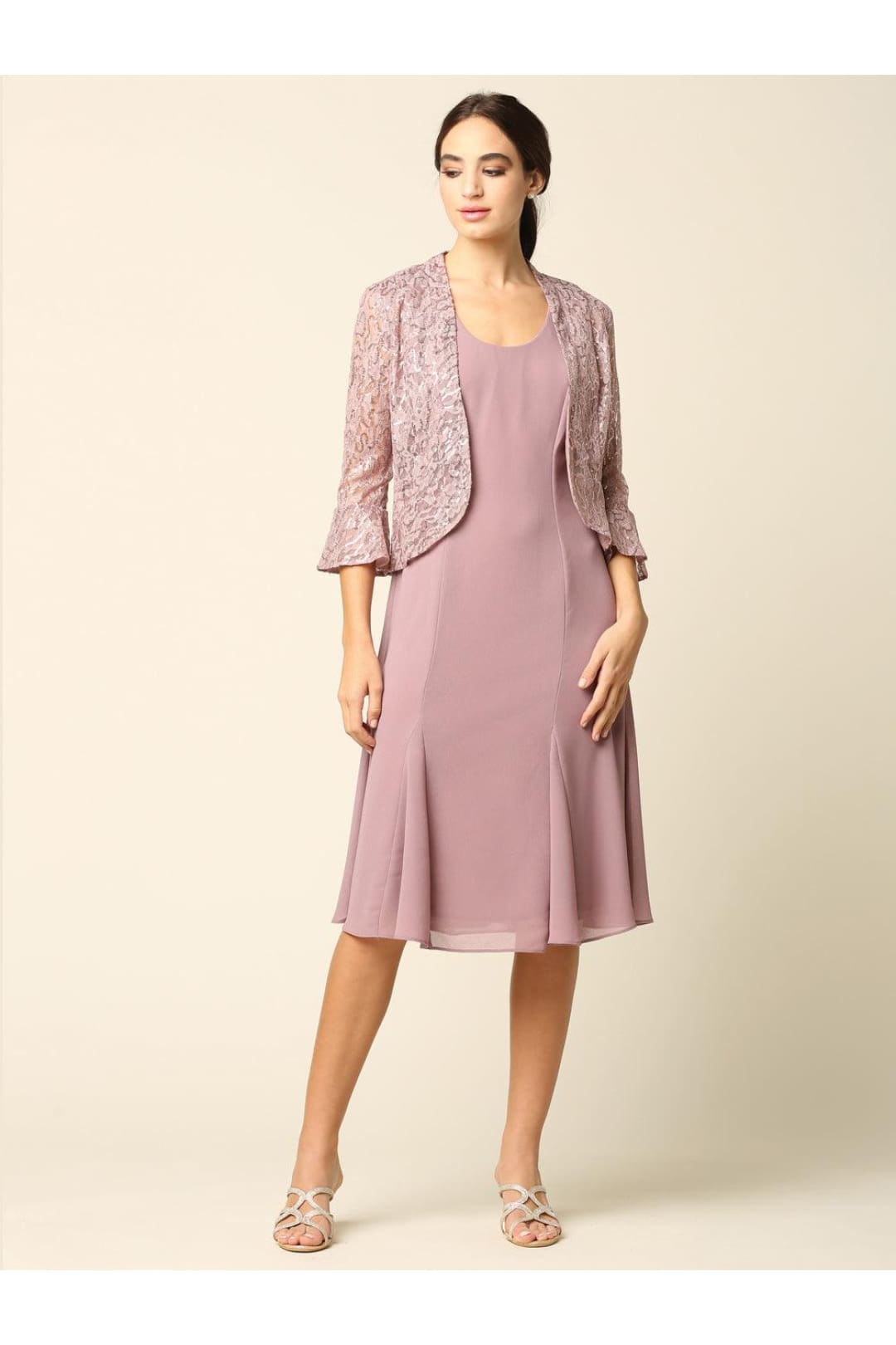 Short Mother of the Bride Two Piece Set Jacket Dress - The Dress Outlet