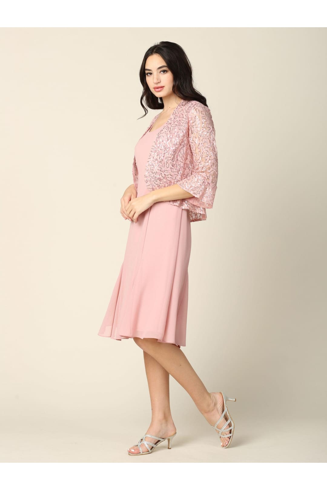 Short Mother of the Bride Two Piece Set Jacket Dress - The Dress Outlet