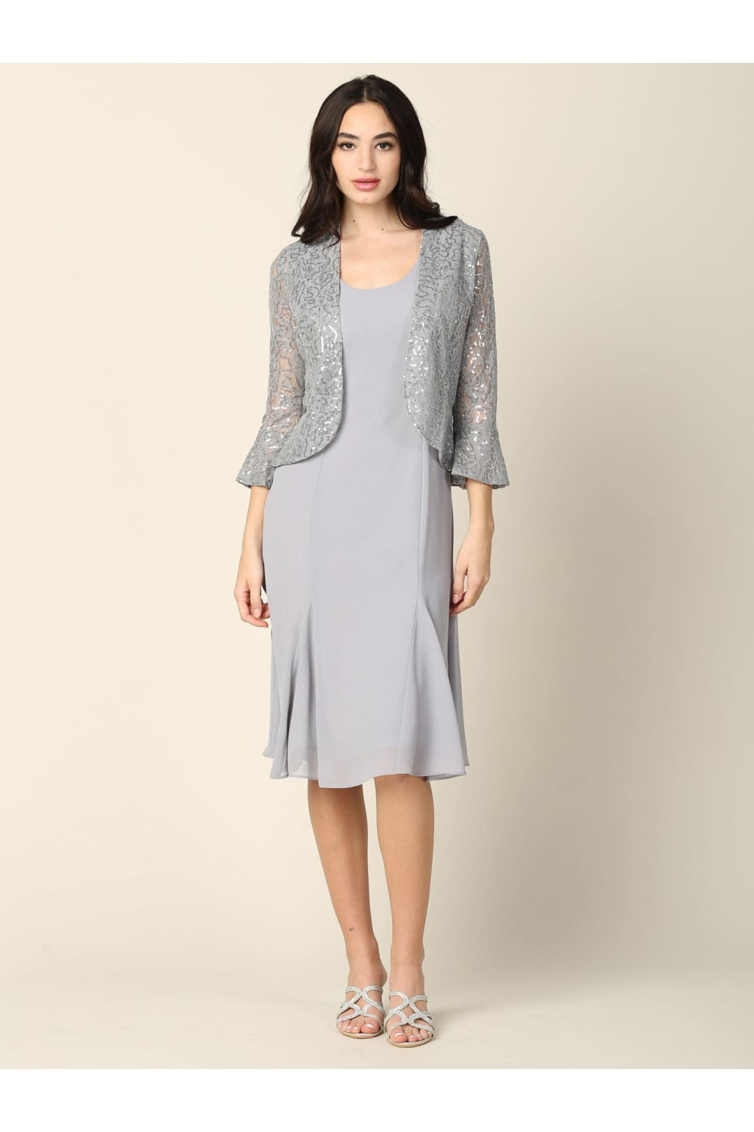 Short Mother of the Bride Two Piece Set Jacket Dress - The Dress Outlet