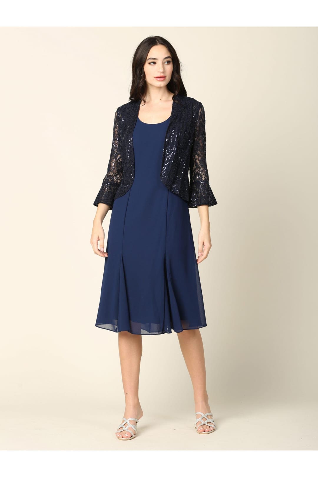 Short Mother of the Bride Two Piece Set Jacket Dress - The Dress Outlet