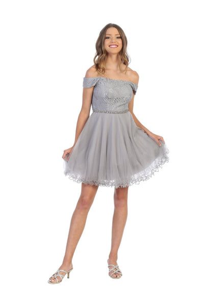 Short Off Shoulder Homecoming Cocktail Dress - The Dress Outlet