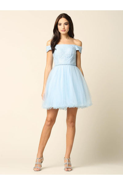 Short Off Shoulder Homecoming Cocktail Dress - The Dress Outlet