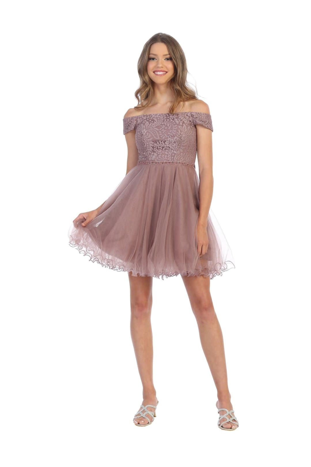 Short Off Shoulder Homecoming Cocktail Dress - The Dress Outlet
