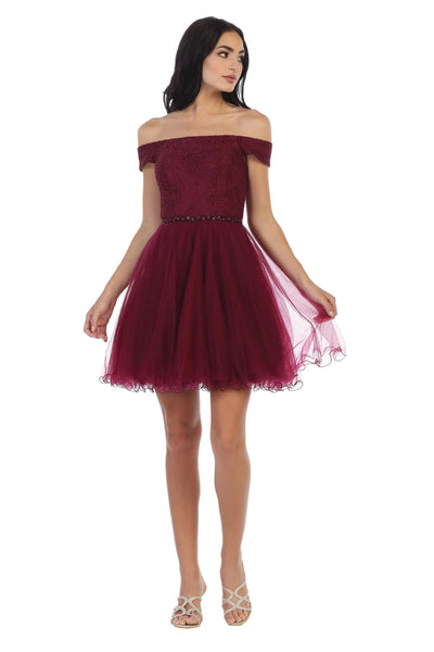 Short Off Shoulder Homecoming Cocktail Dress - The Dress Outlet