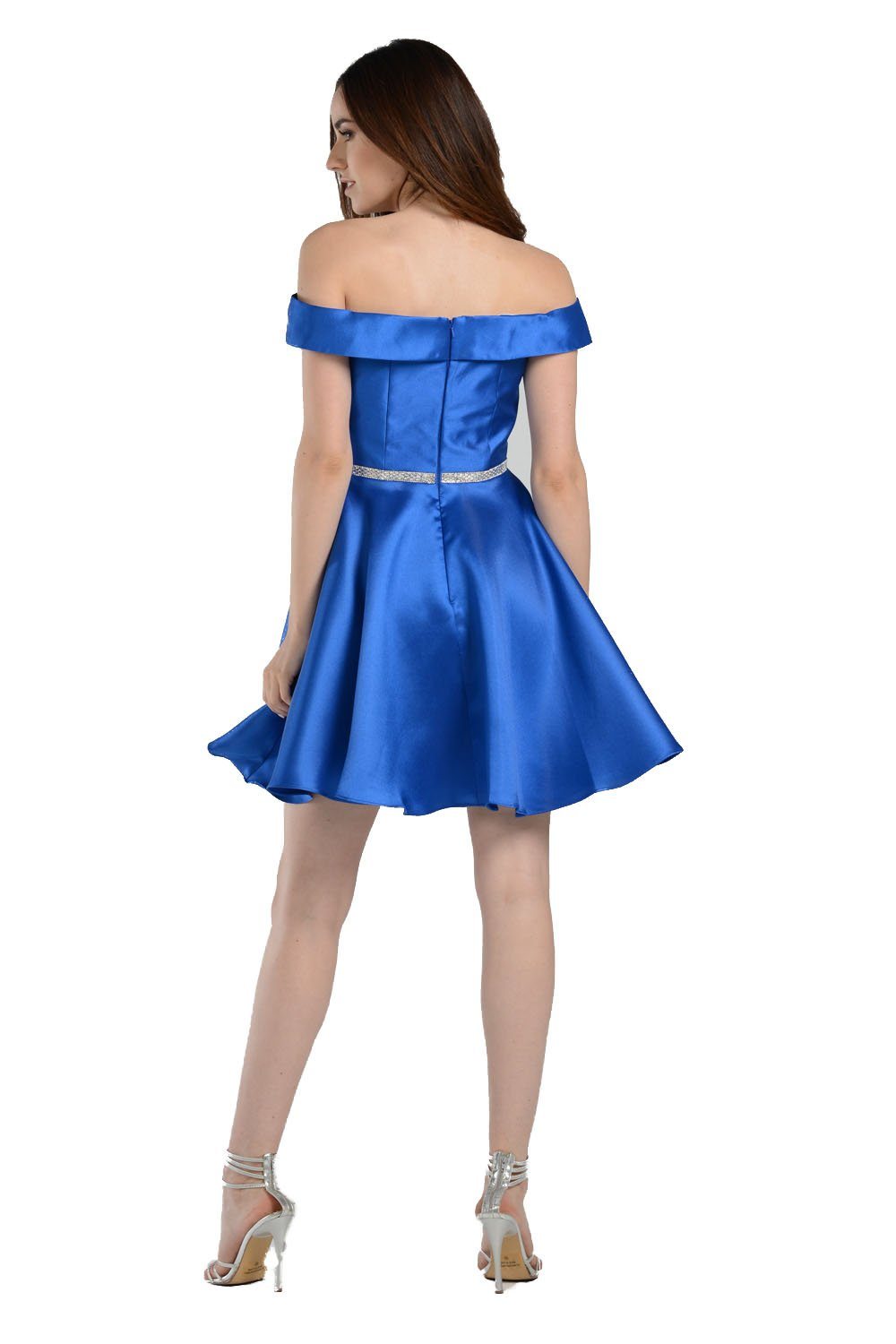 Vestido corto de mikado con hombros descubiertos de Poly USA 7948