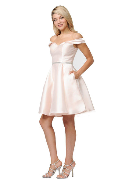 Poly USA 7948 Short Off Shoulder Mikado Dress