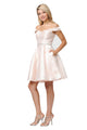 Vestido corto de mikado con hombros descubiertos de Poly USA 7948