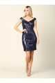 Short Off Shoulder Sequins Cocktail Dress - The Dress Outlet