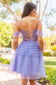 Short Off Shoulder Tiered Dress by Elizabeth K GS3511 - Short Cocktail Dresses