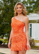 Rachel Allan 40203 Short One Shoulder Feather Dress