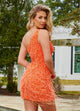 Rachel Allan 40203 Short One Shoulder Feather Dress