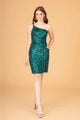 Short One Shoulder Sequin Dress by Elizabeth K GS3093 - XS / Green - Short Cocktail Dresses