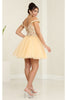 Short Prom Dress 3D Butterfly Applique Cold Shoulder Hoco Style MQ2090 - Dress