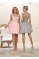 Short Prom Dress A-Line Beaded Cute Cocktail Style By May Queen MQ1567 - Blush / 6 - Dress