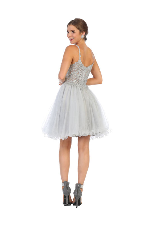 Short Prom Dress Fit and Flare Embroidered Homecoming Outfit By MQ1693 - Dress