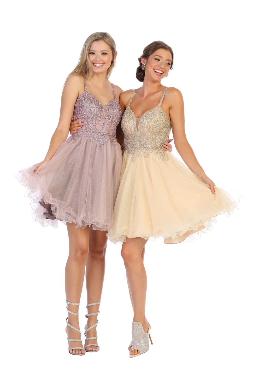 Short Prom Dress Fit and Flare Embroidered Homecoming Outfit By MQ1693 - Mauve / 2 - Dress